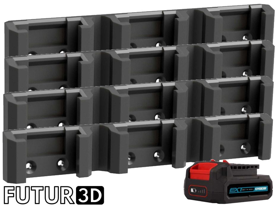 4x Uchwyt potrójny na akumulator Erbauer 12V EXT DualVolt z blokadą