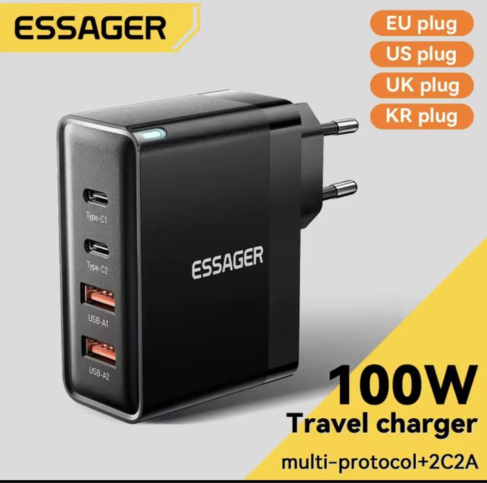 Essager 100W GaN USB Type C зарядний пристрій