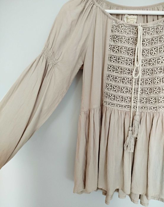 Beżowa bluzka boho Tina Wodstrup Rozmiar S 100 % rayon wiskoza