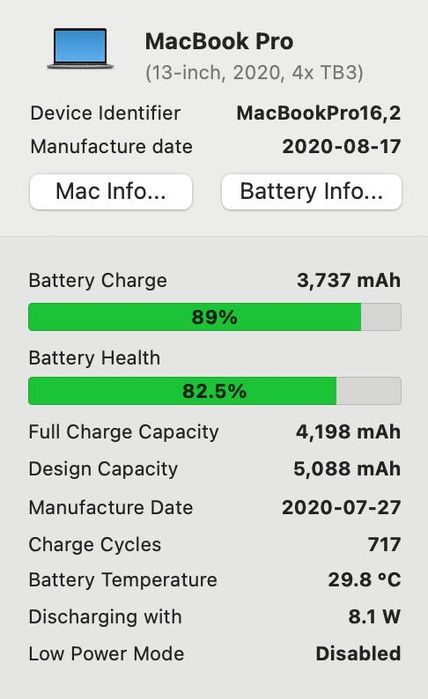 MacBook Pro 13’ 2020 Intel i7 32GB RAM 512GB SSD Gray