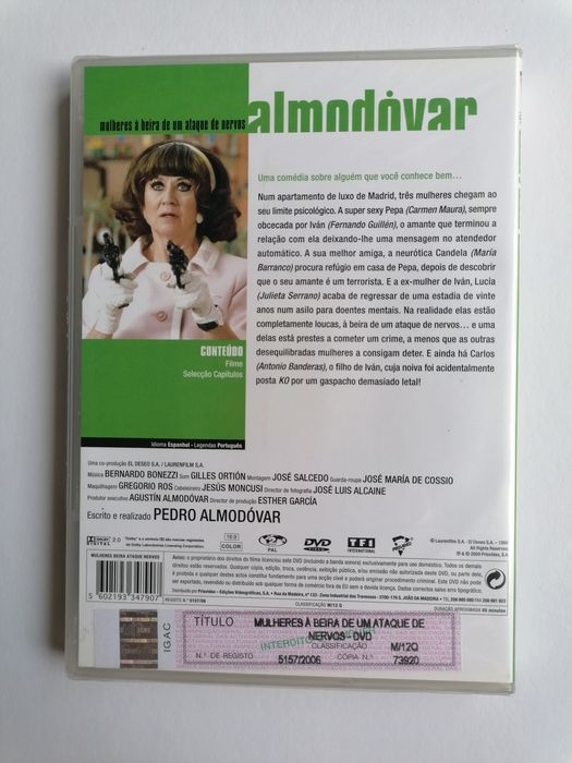 Dvd Mulheres à beira de um ataque de nervos de Pedro Almodóvar, selado