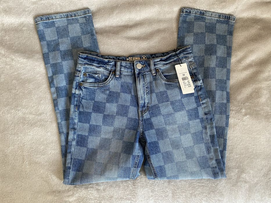 Nowe dżinsy jeansy w kratkę Kappahl 38