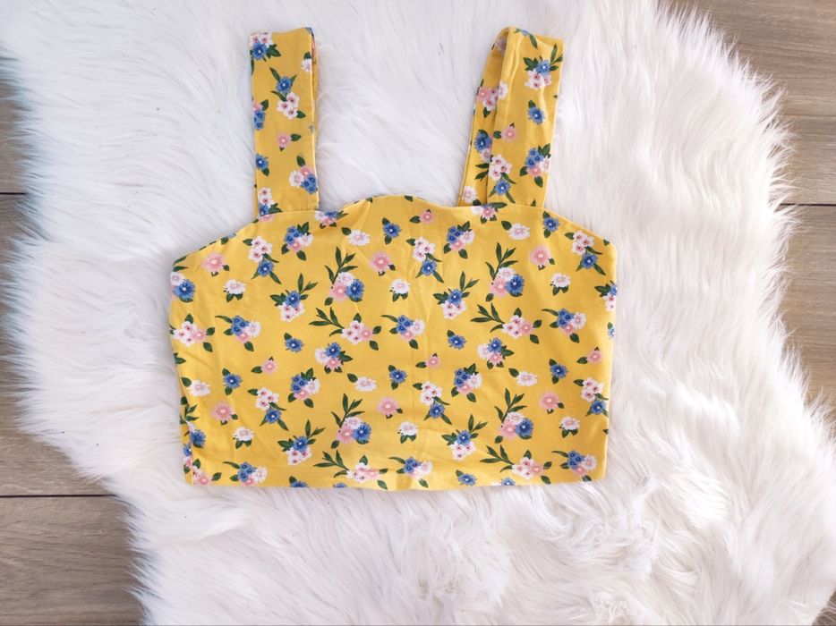 Top crop żółty kwiaty New Look petite