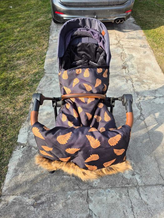 Wózek spacerowy przód / tył, spacerówka Kinderkraft All Road Imperial Blue + ocieplacz z mufkami