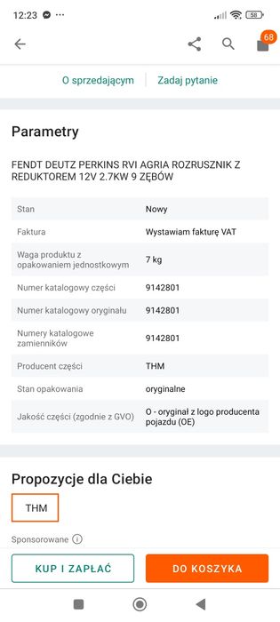 Rozrusznik nowy szybko obrotowy