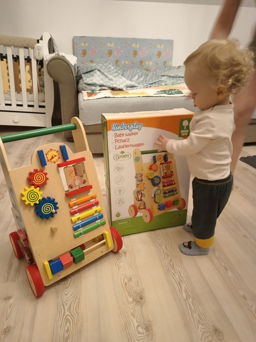 Kinderplay -chodzik,pchacz drewniany edukacyjny eko Super stan!