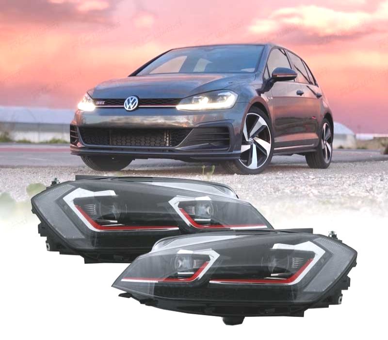 FARÓIS VOLKSWAGEN VW GOLF 7.5 17-19 FULL LED DINÂMICOS LOOK GTI