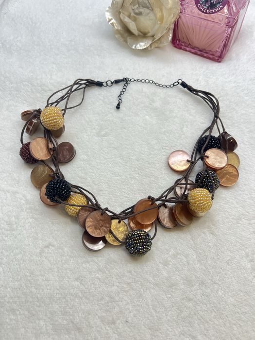 Naszyjnik Gloria Maris naturalny muszle capiz ręcznie robiony 38