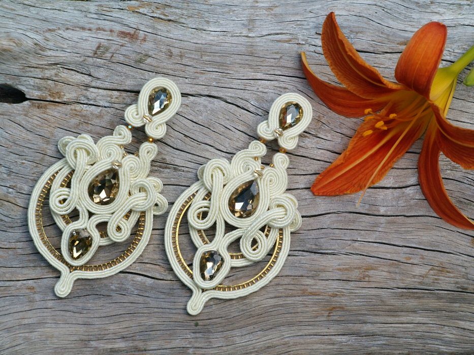 boho ślubne kolczyki sutasz glamour