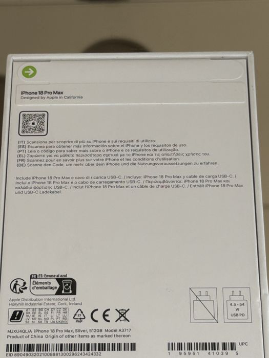 iPhone 18 pro max 512gb silver  (selado )