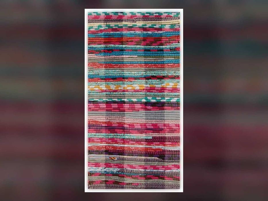 Nowy Dywanik Bawełniany Boho 80x160 cm Ręcznie Tkany Chodnik Kolorowy z Frędzlami Dywan do Prania