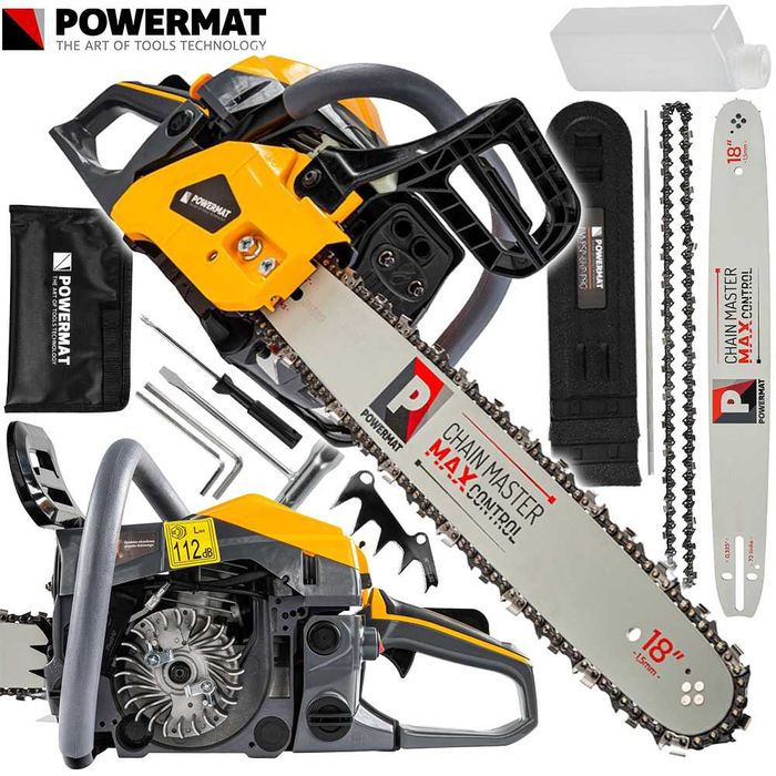 POWERMAT Piła Spalinowa Pilarka Łańcuch 6km Prowadnica 18” 45cm PM1548