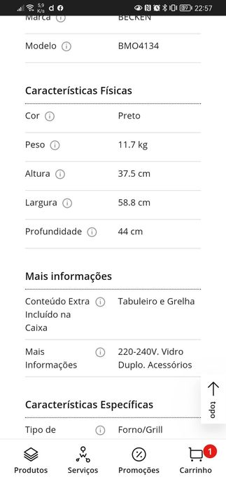 Forno becken como novo