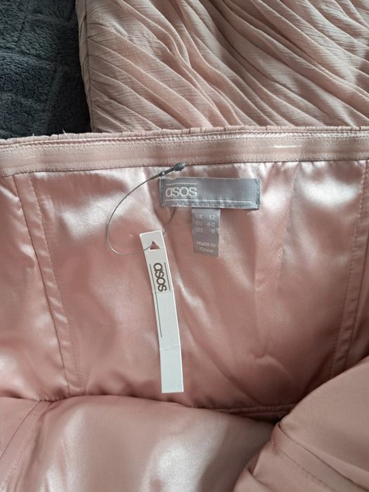 Розкішна довга сукня (плаття)  ASOS для дружки (або вечірня, випускна сукня) кольору "пильна троянда" або "нюд"
