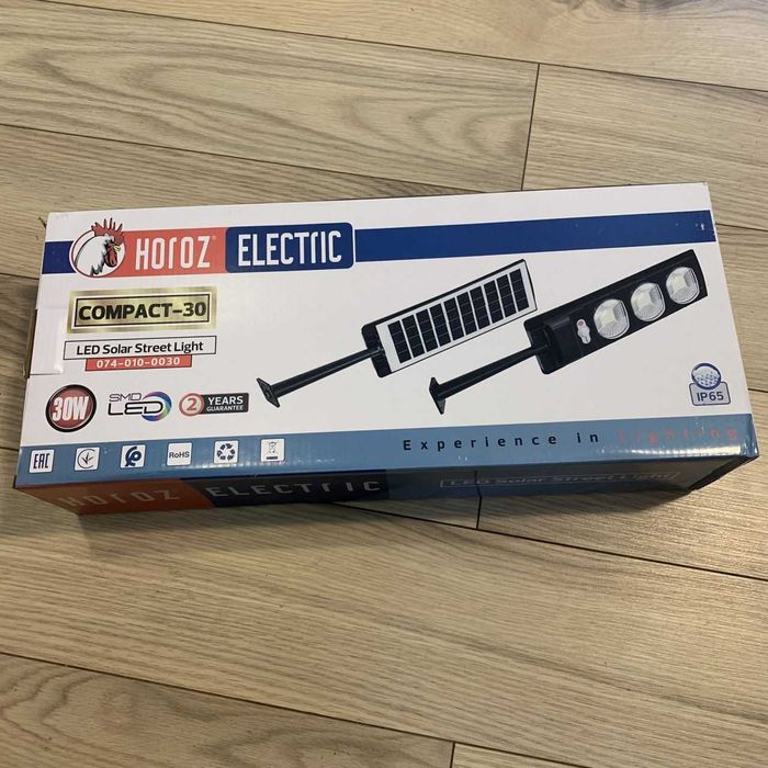LED ліхтар вуличний сонячний з Д/У та датчиком Horoz COMPACT-30 W IP65