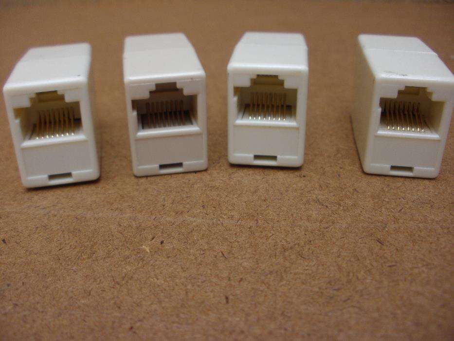 5 Uniões RJ45 - 8 VIAS - creme