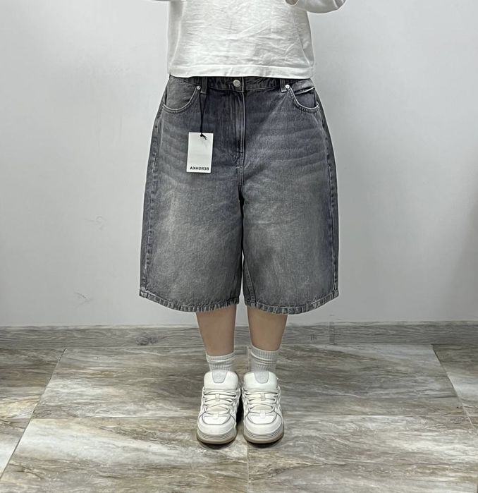 Нові широкі сірі шорти джинсові BAGGY rap jeans shorts широкие шорты бегги серые jaded ecko