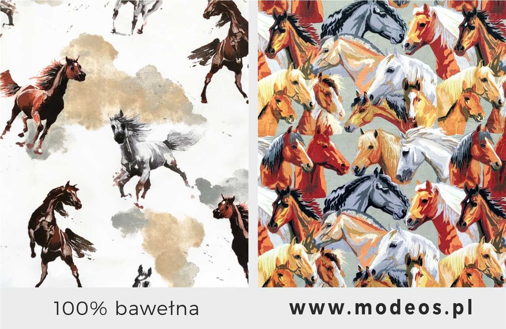 Tkanina bawełniana Konie koniki Bawełna pościelowa na metry