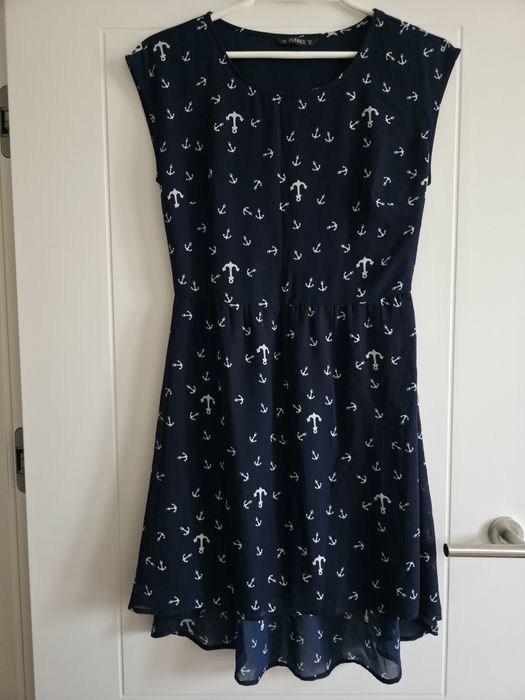 Sukienka Dunnes granatowa marynarska kotwice midi lato r. 38 M