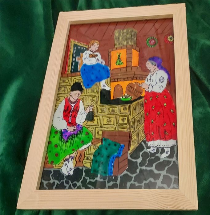 Obrazy malowane na szkle w stylu góralskim