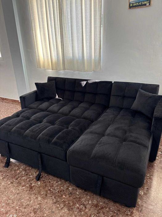 Sofa cama cinza preto Novo levamos a sua casa  Envio gratis