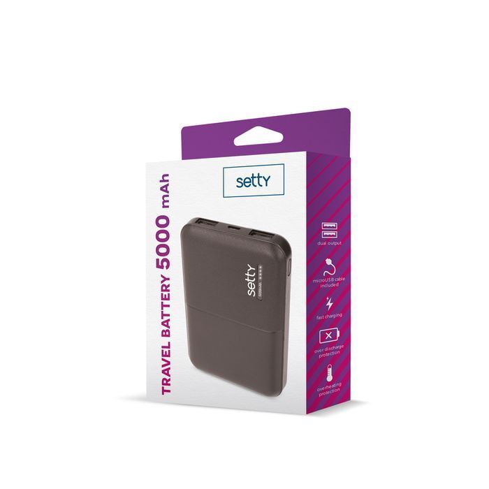 Setty power bank 5000 mAh SPB-05 czarny