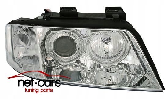 Reflektory Lampy przód AUDI A6 C5 97-01 H7 Angel Eyes chrom