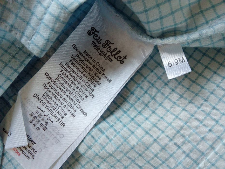 Koszula z długim rękawem, w kratkę, r. 74, nowa.