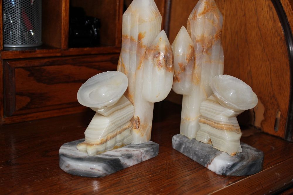 vintage onyks podstawki-ograniczniki do książek 19cm