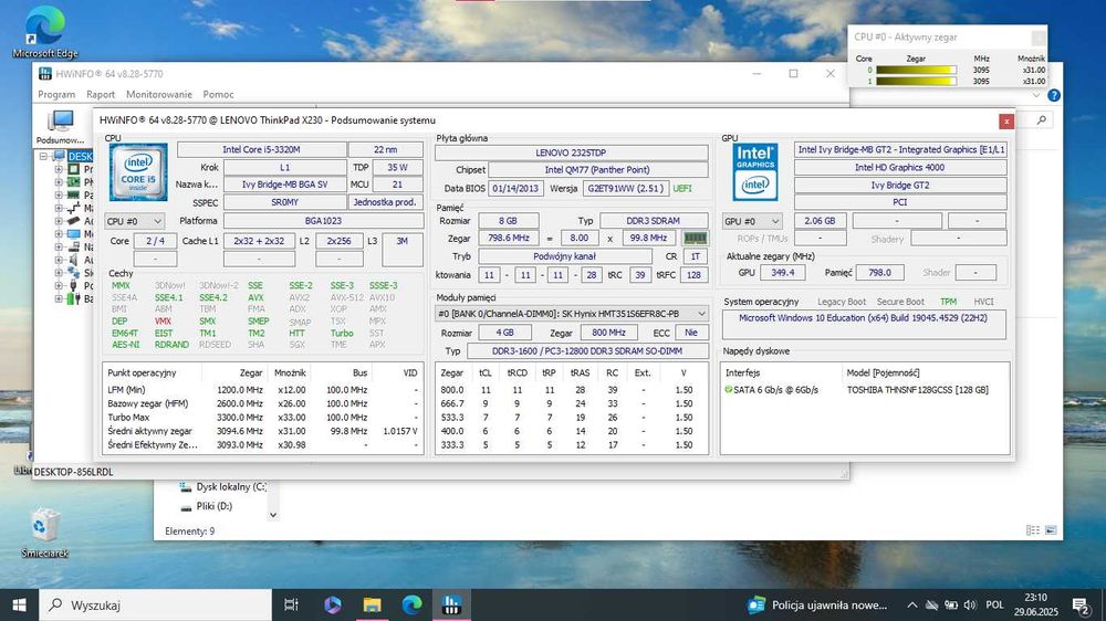 Sprzedam Lenovo X230 8/128 W10 Edu