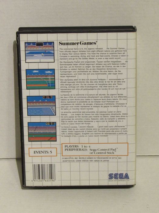 Complete Sega Master System Summer Games Game64729819302274121