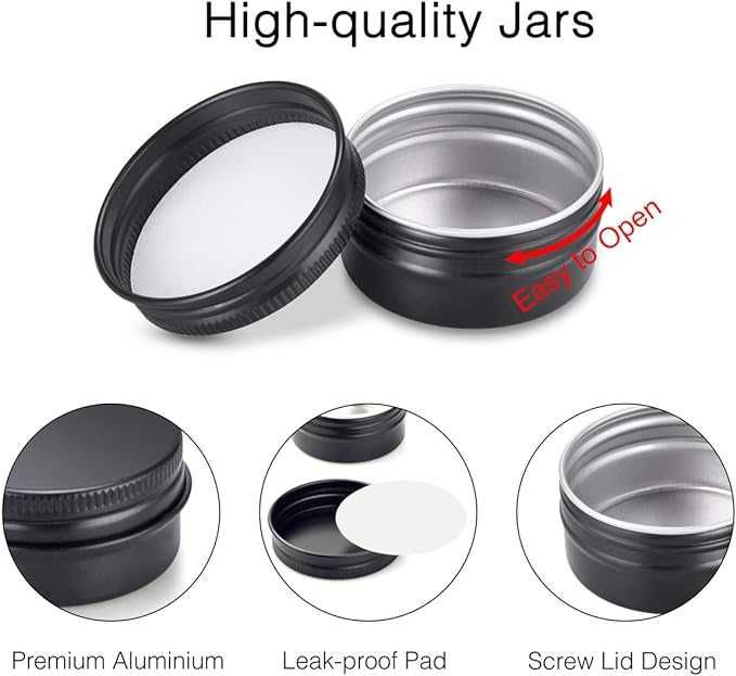 Pojemniczki Kosmetyczne MELLIEX 20Szt Aluminiowe z Zakrętkami Etykiety