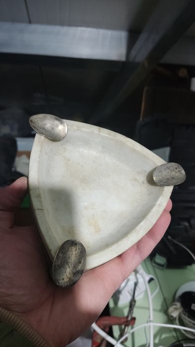 Cinzeiro mármore  e prata