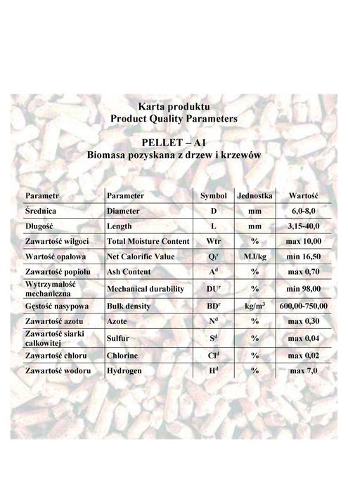 Ekologiczny PELLET Drzewny A1 - Dębowy / Sosnowy Worki 15 KG - 1005KG