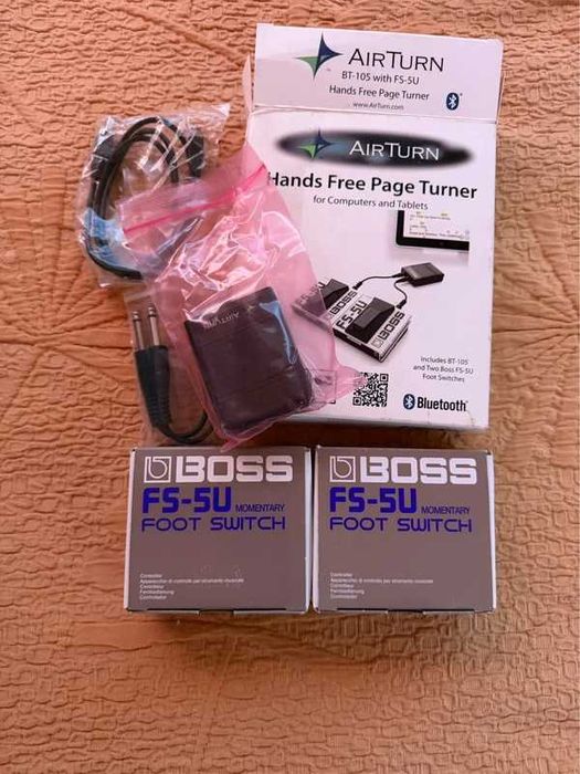 Sistema AirTurn BT-105 Hands Free + 2 Pedais Boss FS-5U (Como Novo)