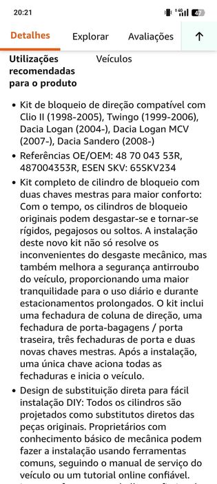 Kit de fechaduras para carro
