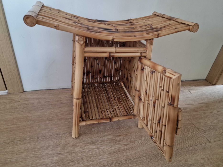 Stołek bambus rattan