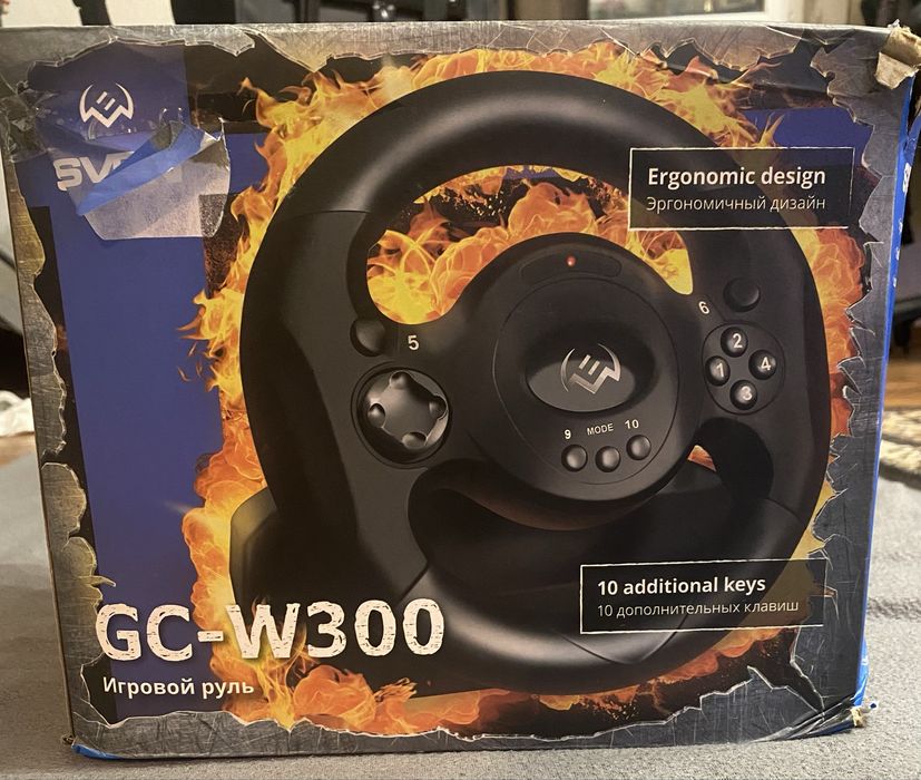 Игровой руль Sven GC-W300 с педалями, полный комплект, коробка