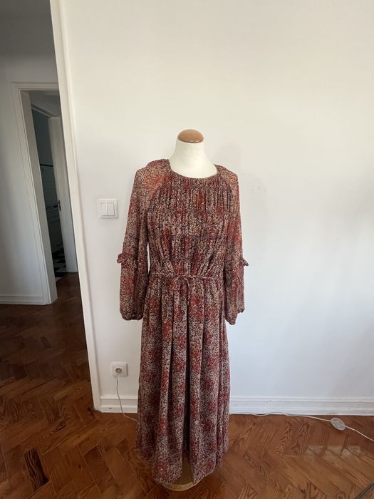 Vestido comprido flores Mango