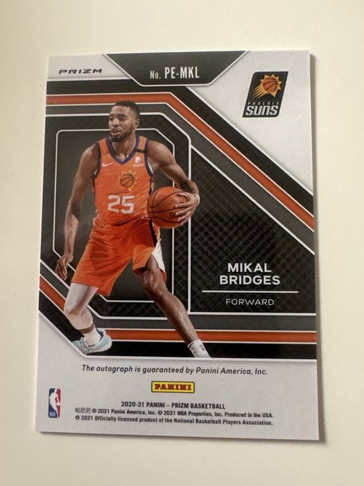 Karta 2020 Panini Prizm Mikal Bridges autograf silver