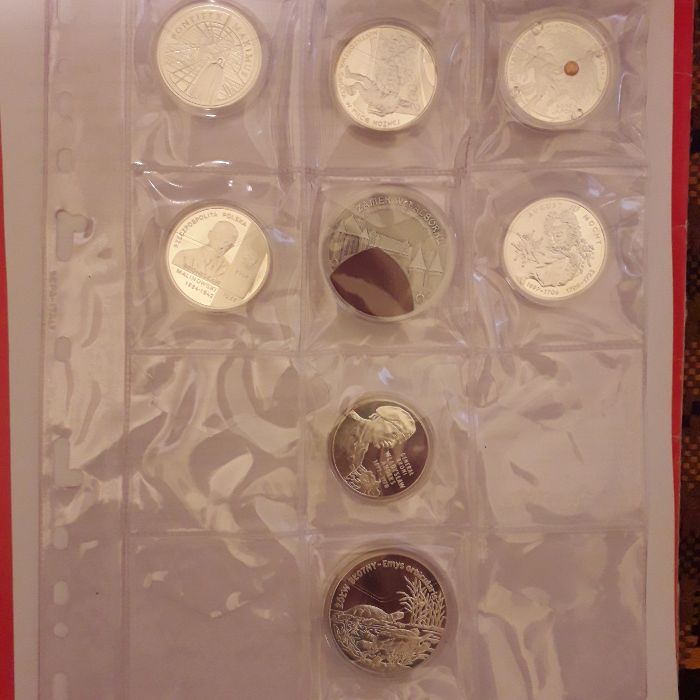 Monety kolekcjonerskie srebrne polskie od 1995 do 2003 r. (komplet)