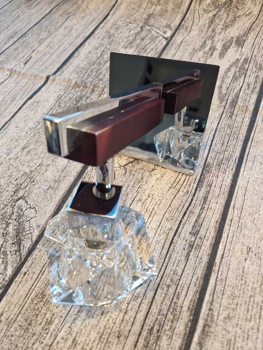 Kinkiet Lampa Drewno Stal Chromowana G9 Light Prestige