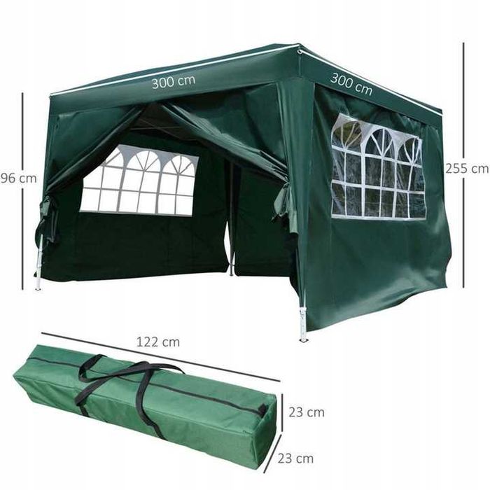 Павільйон садовий Avko Garden 3х3 м з 4 стінками зелений
