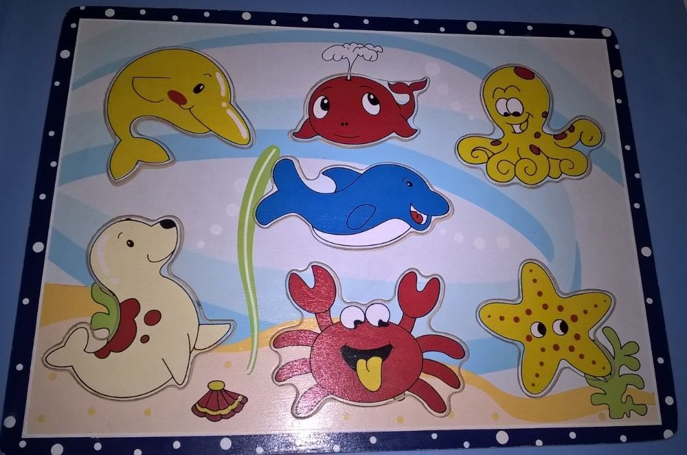 Brinquedos Madeira Educativos Puzzles Manny Animais Zoo Blocos Disney