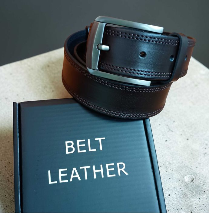 Ремінь чоловічий класичний натуральна шкіра + коробка