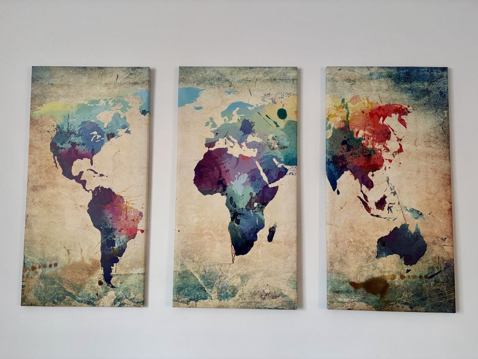 Obraz na płótnie tryptyk mapa świata