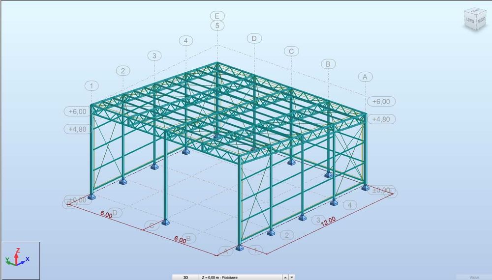 Konstrukcja stalowa -12x12 wiata jednospadowa - producent
