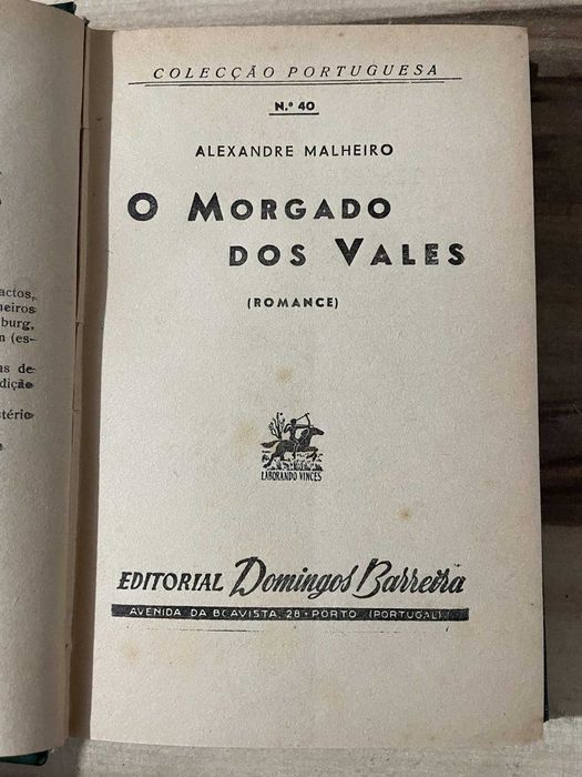 O MORGADO DOS VALES - 1940 – Alexandre Malheiro – Colecção Portuguesa, n.º 40