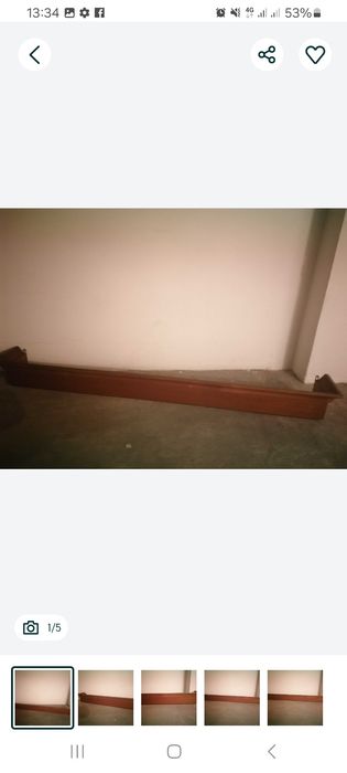 Varão de madeira com calha metálica para colocar em janela ou porta de