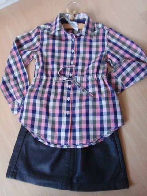 Bluzka koszulowa w kratkę tunika r.104 3-4L